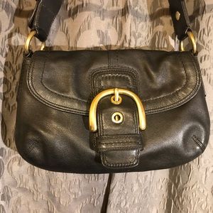 Coach small shoulder purse black leather bag
